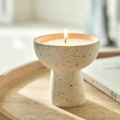 Bougie forme coupelle aspect pierre naturelle