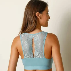 Brassière coton et dos dentelle – sans armatures
