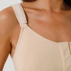 Brassière microfibre post-opératoire forme brassière ouverture devant par bande auto-agrippante - sans armatures