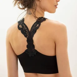 Brassière sans coutures dos nageur guipure