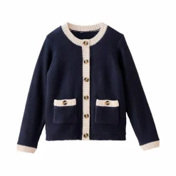 Cardigan bicolore boutonné à poches