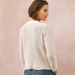 Cardigan bicolore boutonné à poches