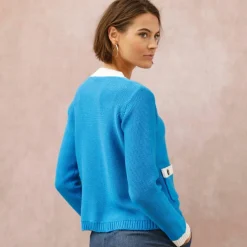 Cardigan bicolore boutonné à poches