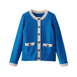 Cardigan bicolore boutonné à poches