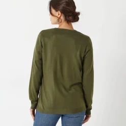 Cardigan boutonné col rond uni, toucher doux