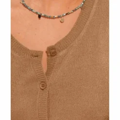 Cardigan boutonné col rond uni, toucher doux