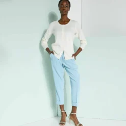 Cardigan boutonné col rond uni, toucher doux