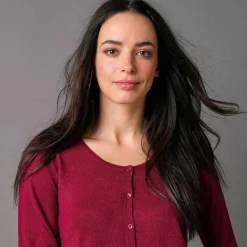 Cardigan boutonné col rond uni, toucher doux