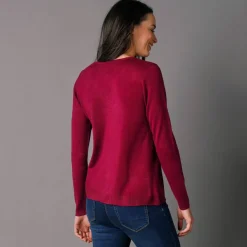 Cardigan boutonné col rond uni, toucher doux