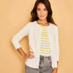 Cardigan boutonné, coton mélangé