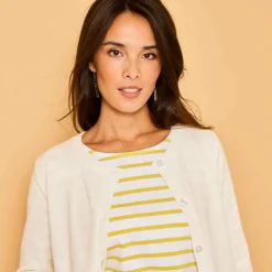 Cardigan boutonné, coton mélangé
