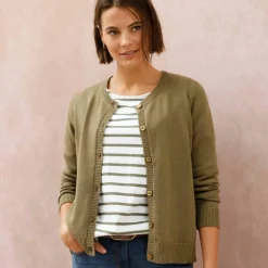 Cardigan boutonné, coton mélangé