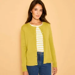 Cardigan boutonné, coton mélangé