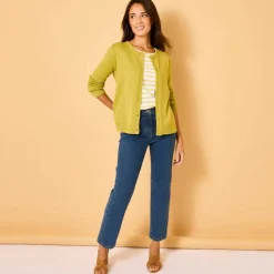 Cardigan boutonné, coton mélangé