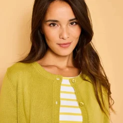 Cardigan boutonné, coton mélangé