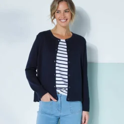 Cardigan boutonné, coton mélangé