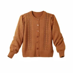 Cardigan boutonné, maille ajourée