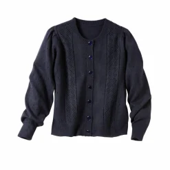 Cardigan boutonné, maille ajourée