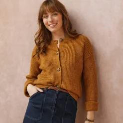 Cardigan boutonné maille anglaise manches longues