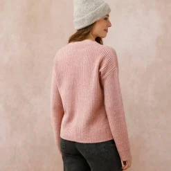 Cardigan boutonné maille anglaise manches longues