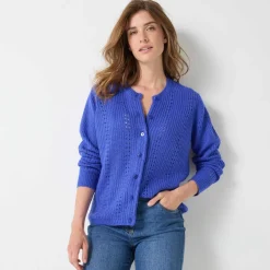 Cardigan boutonné maille fantaisie, toucher doux
