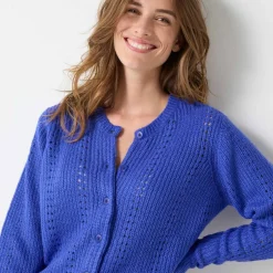 Cardigan boutonné maille fantaisie, toucher doux