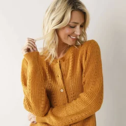 Cardigan boutonné maille fantaisie, toucher doux