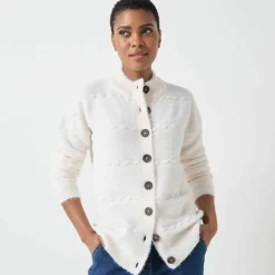 Cardigan boutonné maille poilue fantaisie