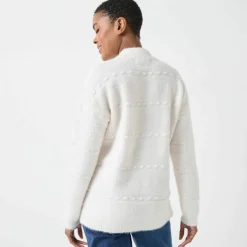 Cardigan boutonné maille poilue fantaisie