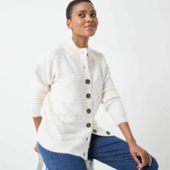 Cardigan boutonné maille poilue fantaisie