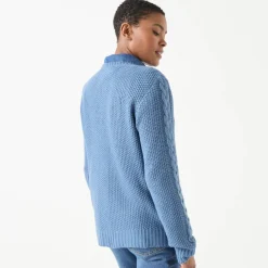 Cardigan boutonné, maille torsadée