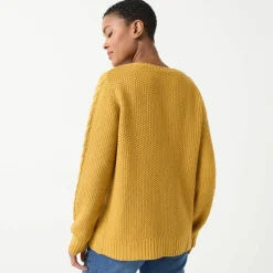 Cardigan boutonné, maille torsadée