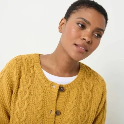 Cardigan boutonné, maille torsadée