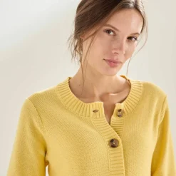 Cardigan boutonné à poches, manches coude
