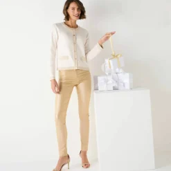 Cardigan boutons dorés, détails brillants