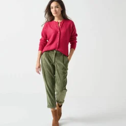 Cardigan boutons perles fantaisie, maille anglaise toucher doux