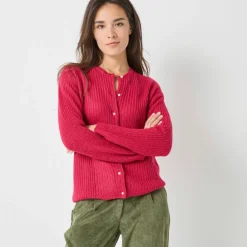 Cardigan boutons perles fantaisie, maille anglaise toucher doux