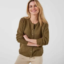 Cardigan boutons perles fantaisie, maille anglaise toucher doux