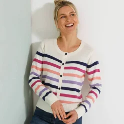 Cardigan rayé boutonné