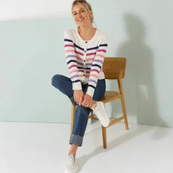 Cardigan rayé boutonné