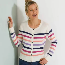 Cardigan rayé boutonné