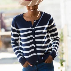 Cardigan rayé boutonné