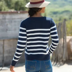 Cardigan rayé boutonné