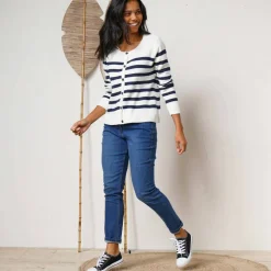 Cardigan rayé boutonné