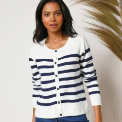 Cardigan rayé boutonné