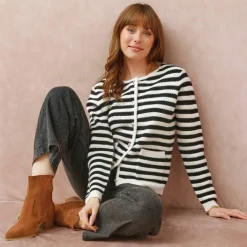 Cardigan rayé maille fantaisie