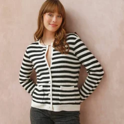 Cardigan rayé maille fantaisie