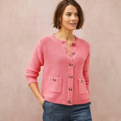 Cardigan uni boutonné à poches