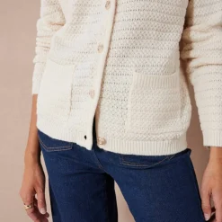 Cardigan uni maille fantaisie