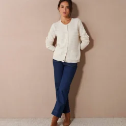 Cardigan uni maille fantaisie